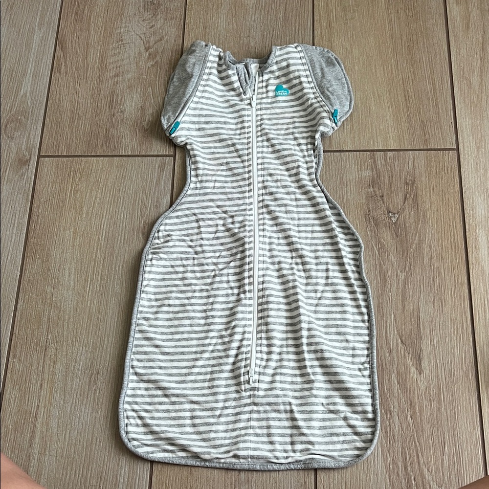 Love to Dream Grey and White Stripe Swaddle up Sleep Sack, size medium